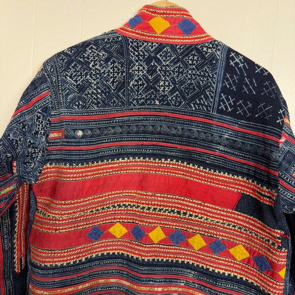 Vintage Hmong Handmade Indigo Embroidered Jacket/One of a Kind! Reversible! - Picture 3 of 16
